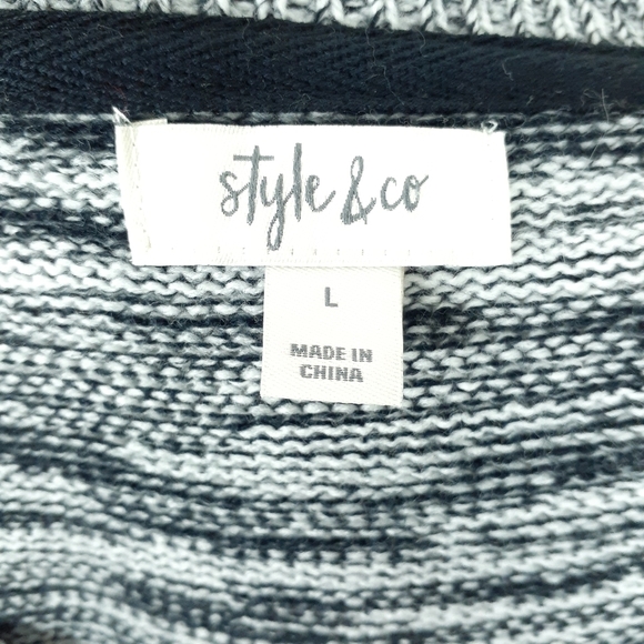 Style & Co Sweater Heathered Black White E - Picture 4 of 5